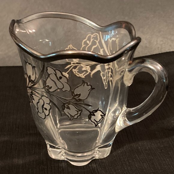VTG 1939 Duncan Miller Canterbury Art Deco Creamer-Etched Silver & White Overlay - Picture 3 of 10